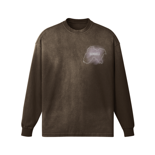 BROWN FADED 260GSM Long Sleeve T Shirt