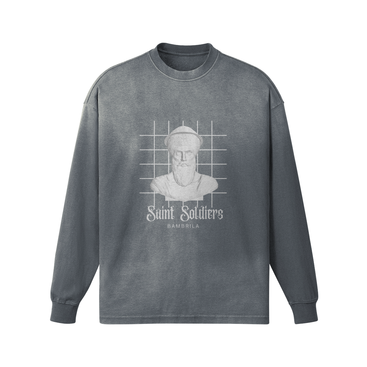 SAINT SOLDIERS 260GSM T-shirt surdimensionné gris délavé à manches longues