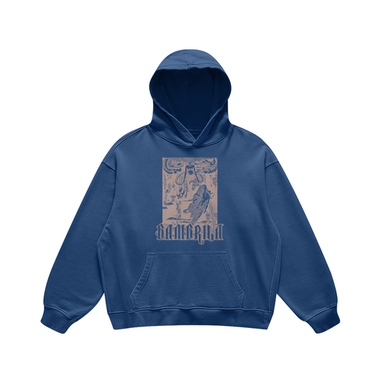 Sirènes Cachemire Bleu 440GSM Sweat à capuche surdimensionné épais