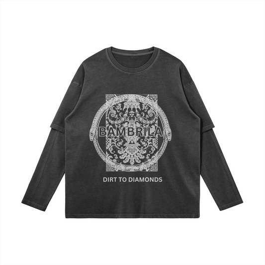 DIRT TO DIAMONDS 230GSM Faux-Layered Faded Long Sleeve