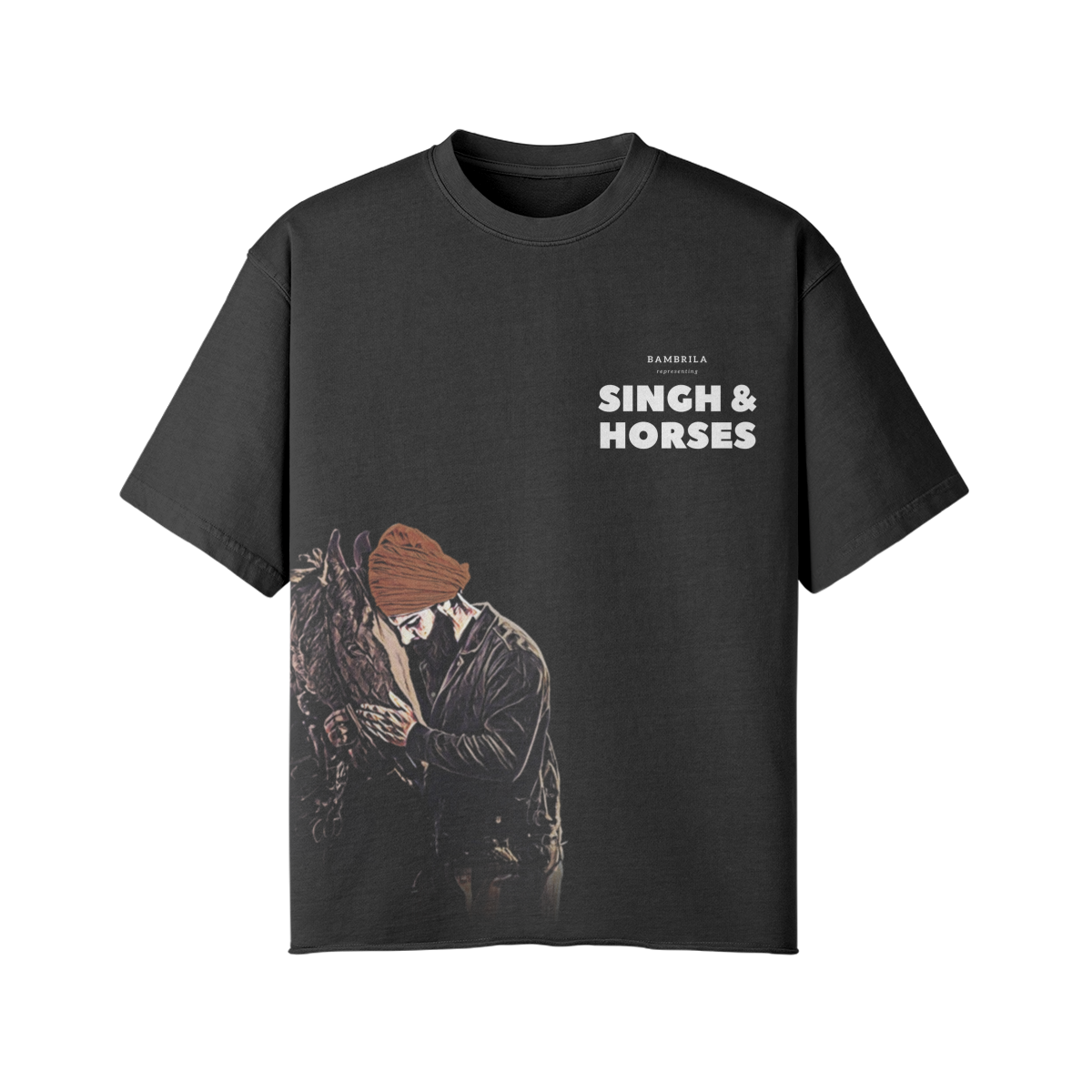 Singh & Horses 260GSM Faded T Shirt